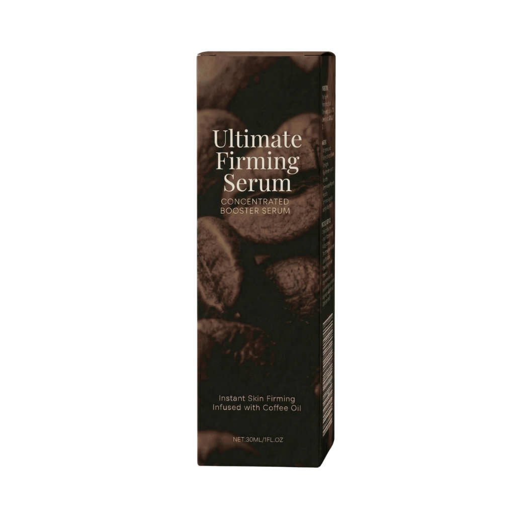 Ultimate Firming Serum in a sleek packaging, designed for instant skin firming with coffee oil infusion.