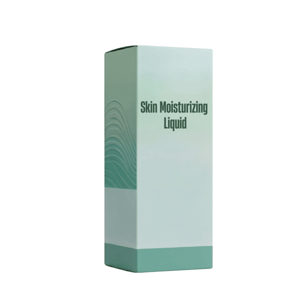 Skin Moisturizing Liquid packaging featuring a sleek design with cleansing and nourishing benefits.