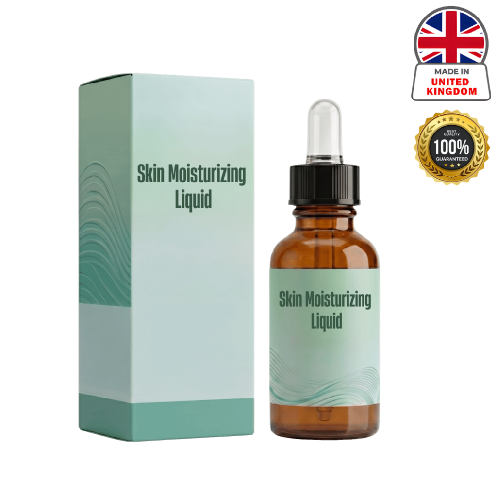 Premium Skin Moisturizing Liquid in a brown dropper bottle with green packaging, ensuring hydration and freshness.