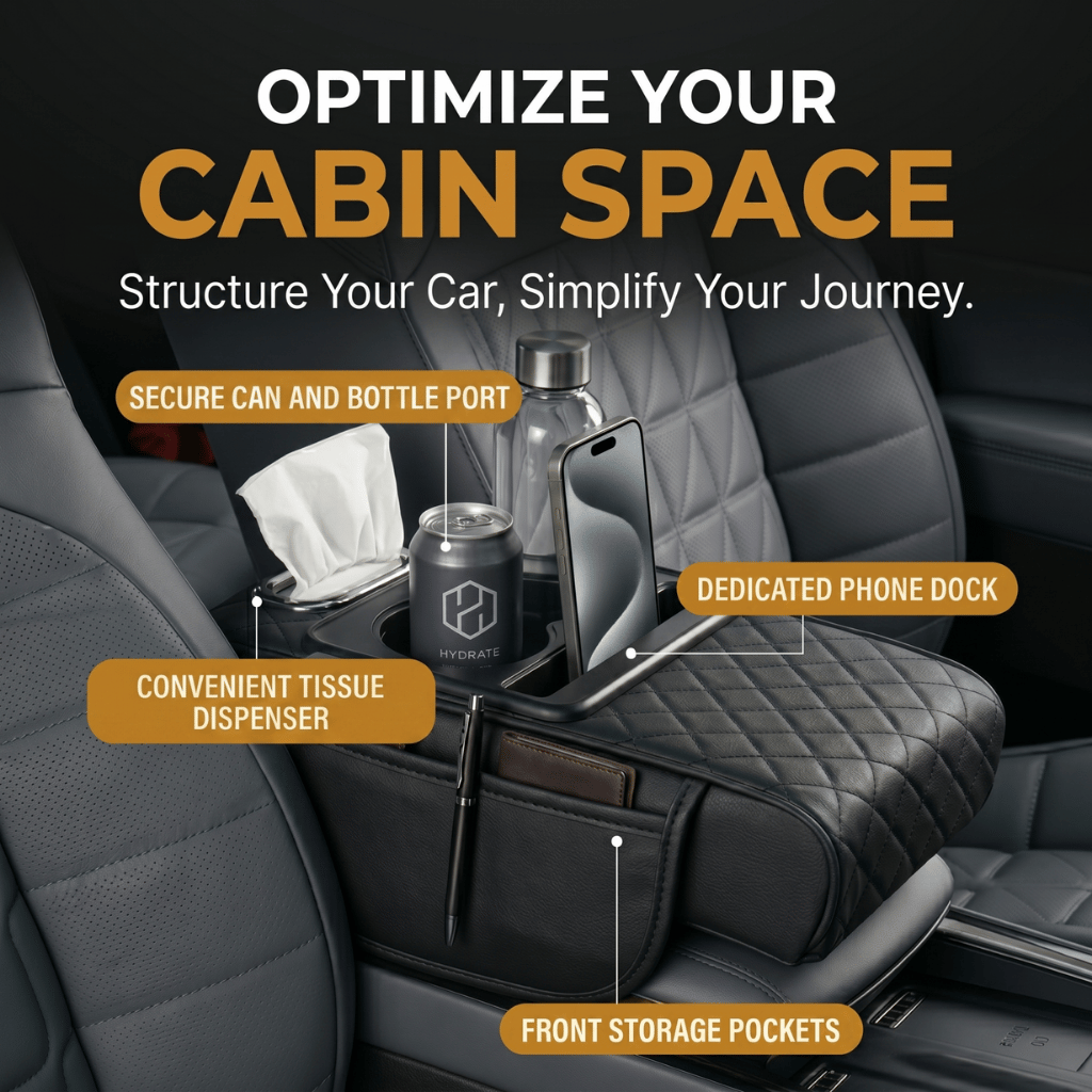 Multi-Purpose PU Leather Car Armrest Box Mat