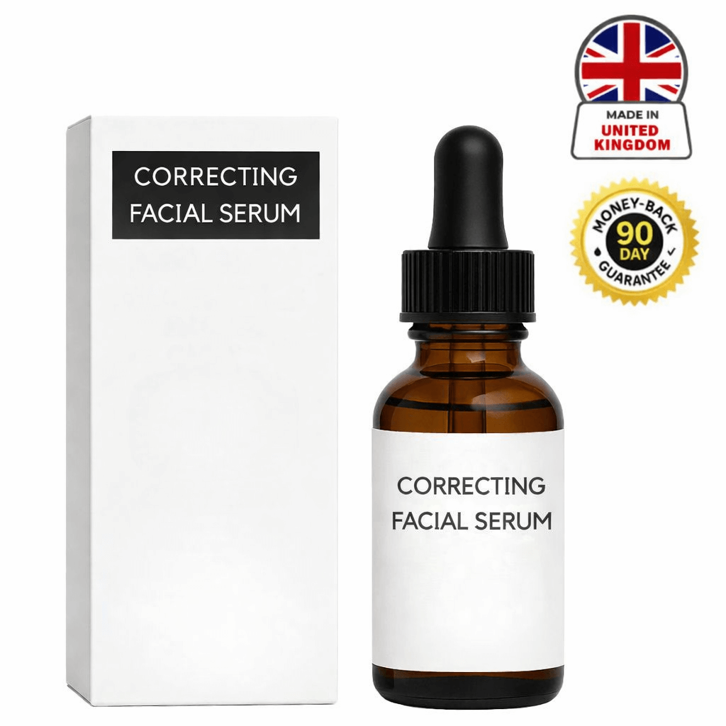 Correcting Facial Serum bottle and packaging for a refined complexion and natural radiance.