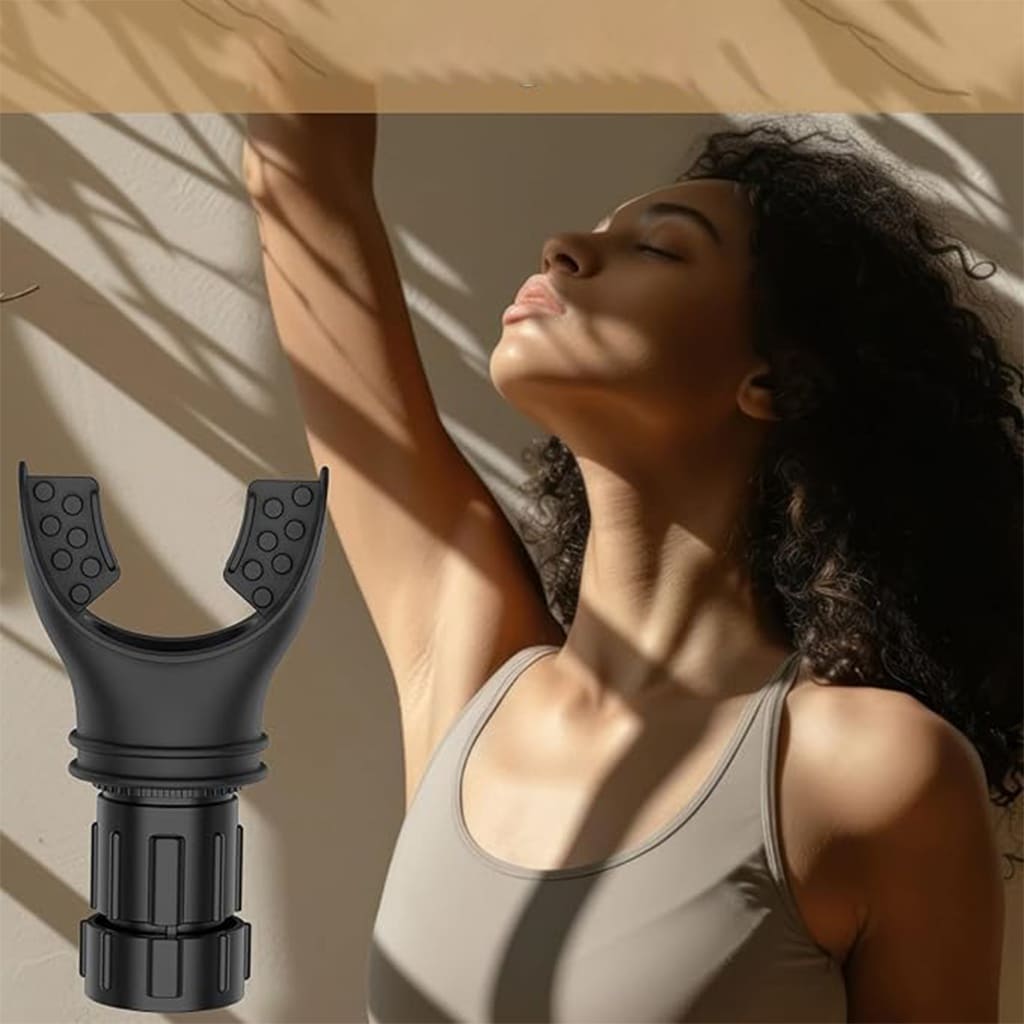 AirForm Breathing Trainer showcasing its ergonomic design with a user enjoying enhanced breath control.