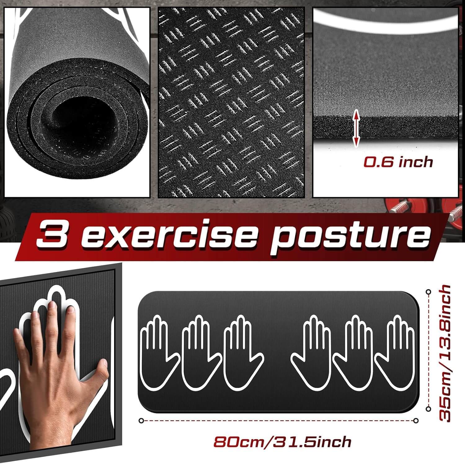 Medivita CoreAlign Trainer exercise mat showcasing texture and posture guides for optimal workout alignment.